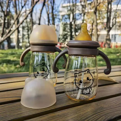 Portable Double Handle Wide-Caliber Baby Feeding Bottle