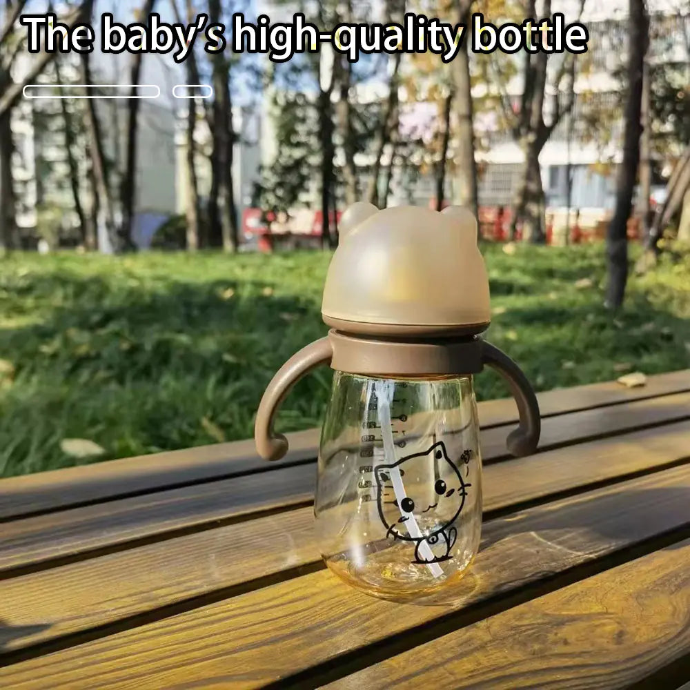 Portable Double Handle Wide-Caliber Baby Feeding Bottle