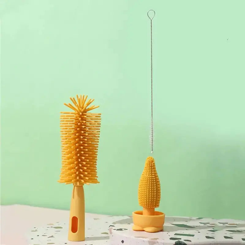 Three-in-One Silicone Bottle Cleaning Brush Set